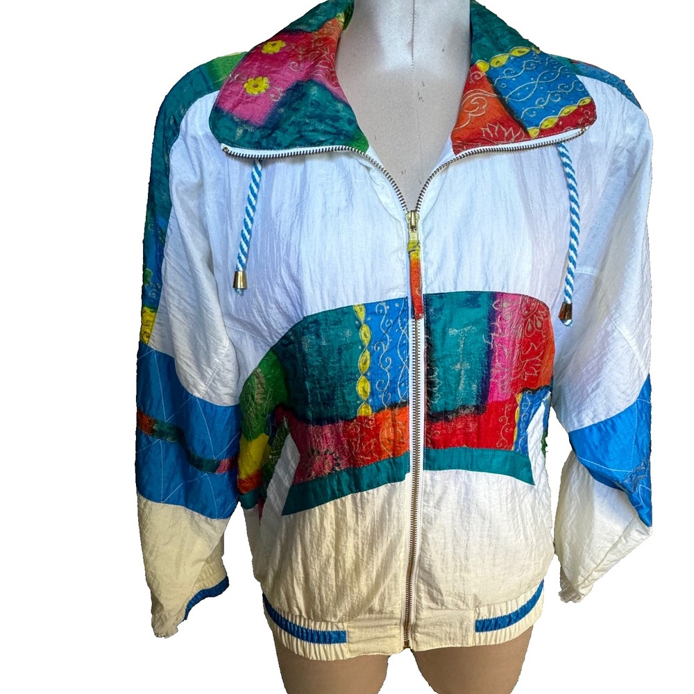 Vintage River Edge Women's Small 90s Windbreaker Full Zip 100% Nylon Y2K - Picture 3 of 8
